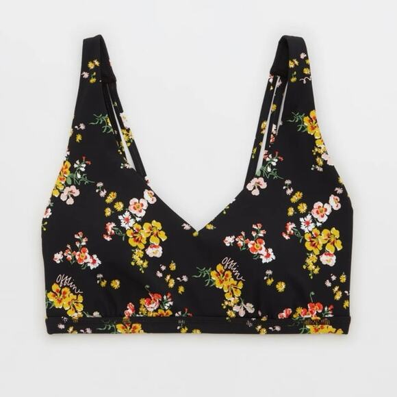Aerie Other - NWT OFFLINE By Aerie Goals Plunge Sports Bra Black Floral Size L